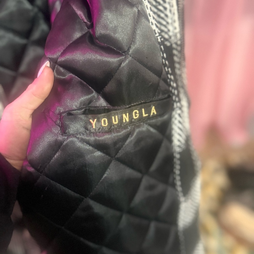 YoungLA Quilted Black Puffer Jacket with Gold Logo